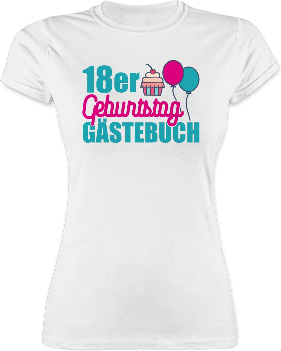 18. Geburtstag Gästebuch bunt Tshirt Turnbeutel Shirtracer
