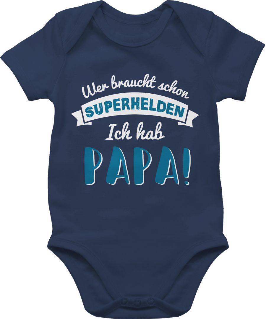 Wer braucht schon Superhelden ich hab Papa blau Tshirt Rucksack